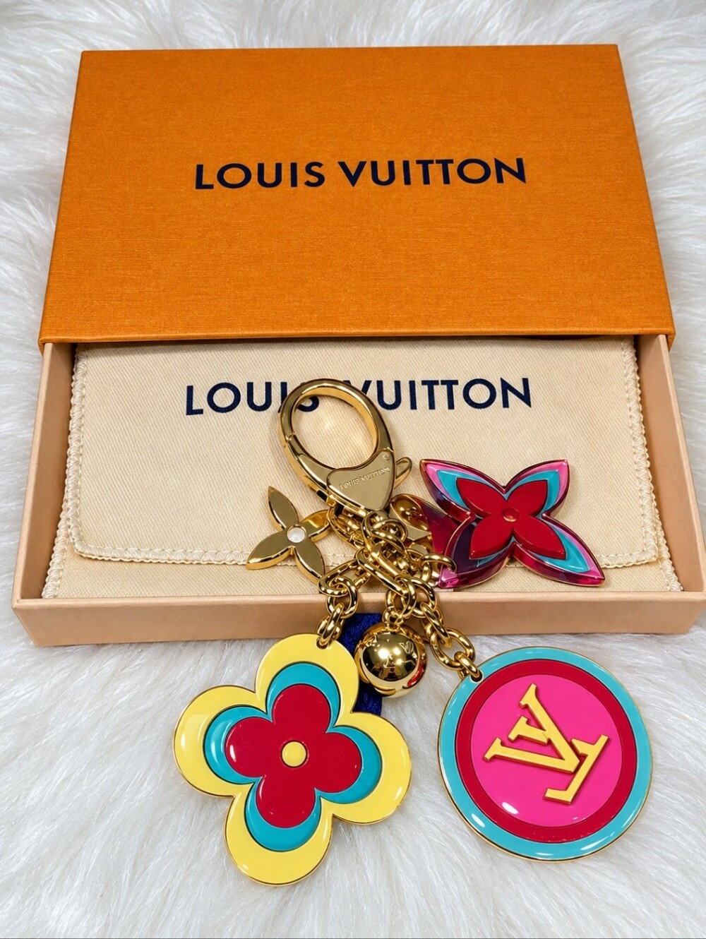 Louis Vuitton Multicolor Flower Charm Keychain